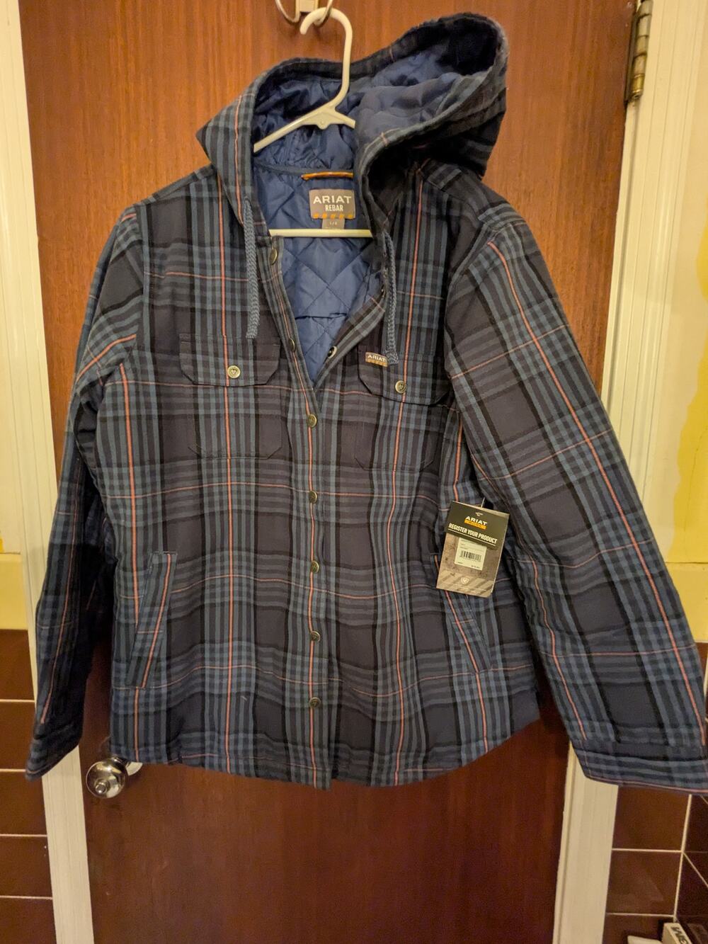 Ariat Rebar Blue Plaid Quilted Jacket Women's S NWT